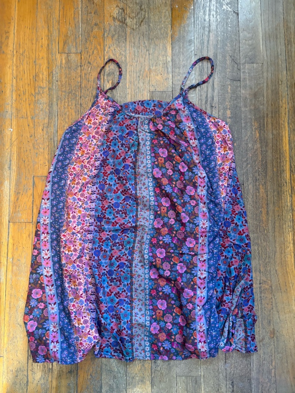 NATURAL LIFE Purple and Pink Floral Patchwork Mini Dress